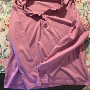 Appleseed's Long Sleeve Henley Top - Mauve Pink Size PLarge